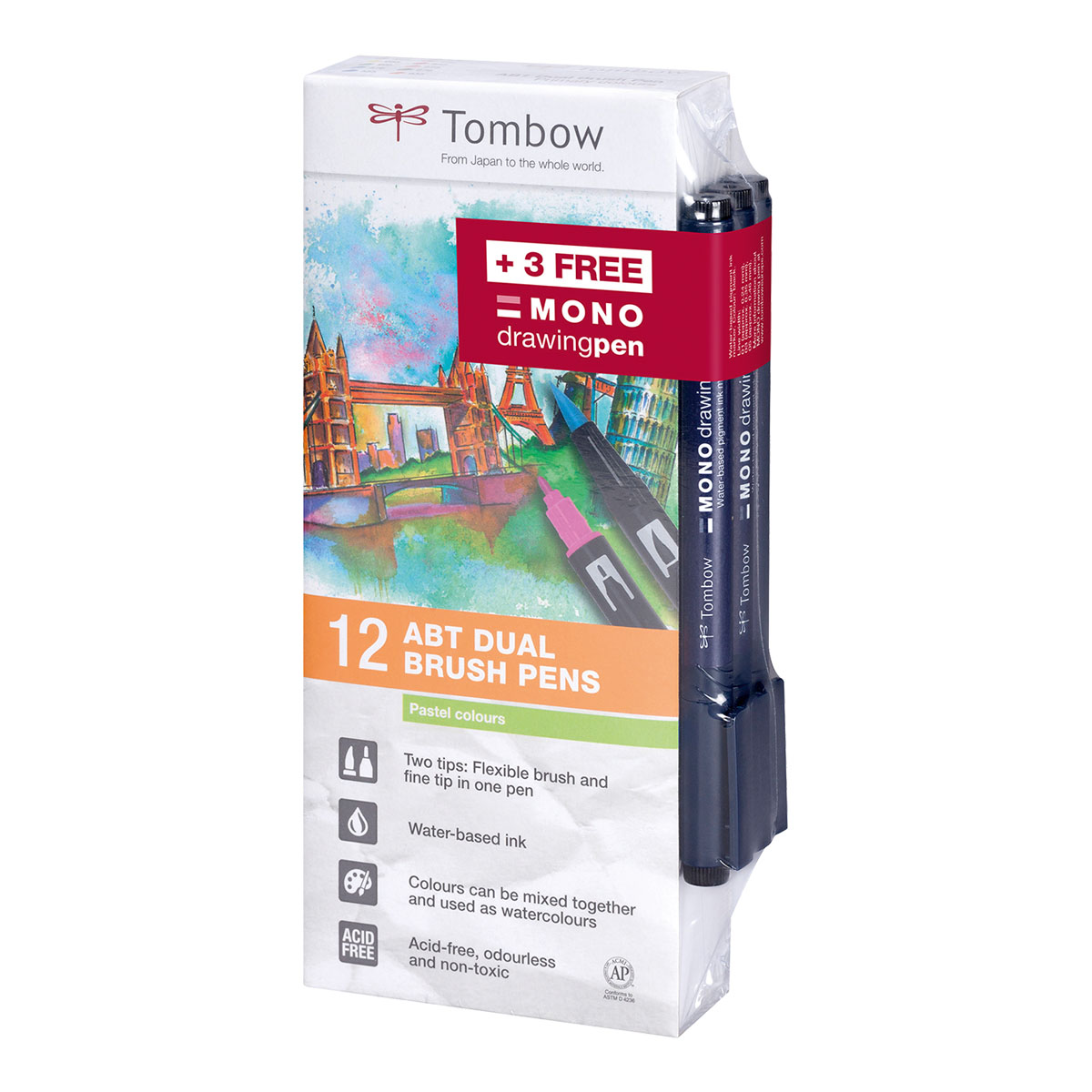 Tombow TwinTone Dual-tip Markers 12set, Pastels